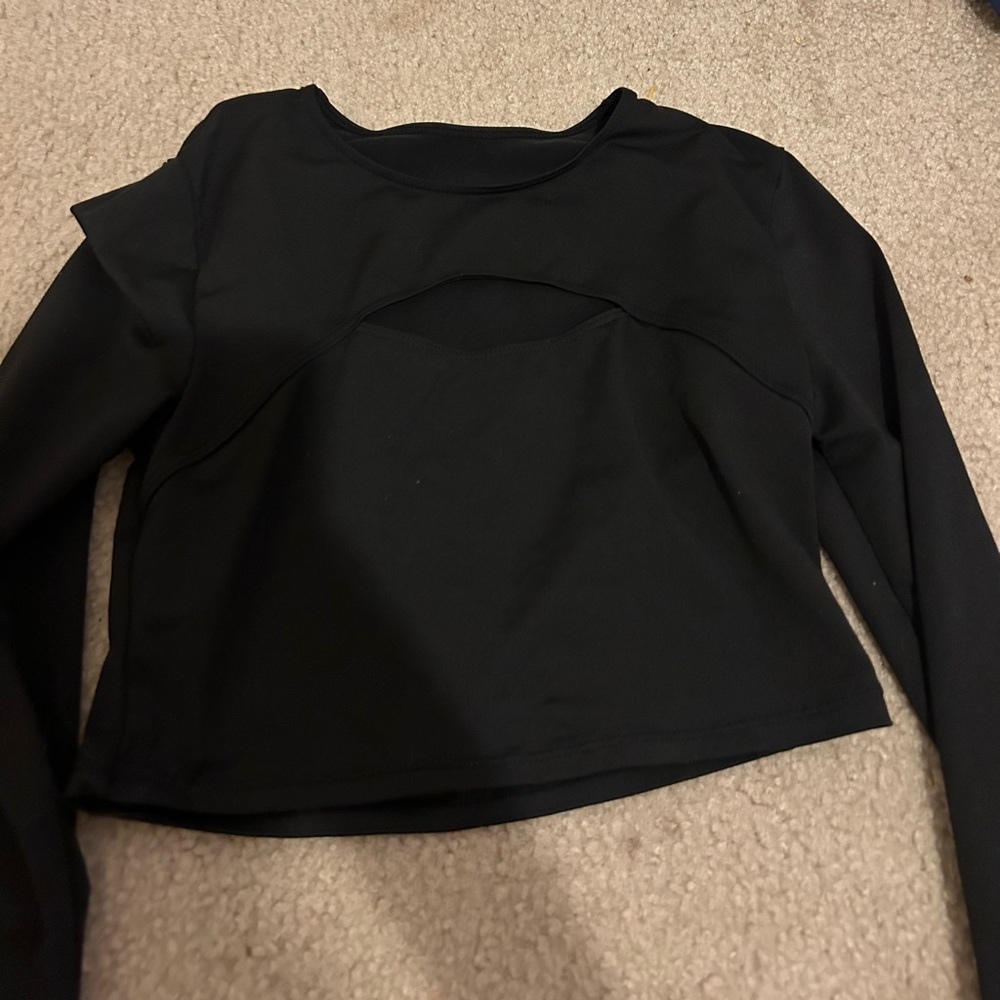 black long sleeve shirt with cutout